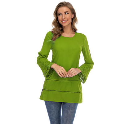 Blusa de Chifón Calado con Estampado Cuadros - Image 9