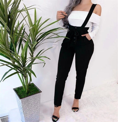 Pantalones casuales slim con tirantes de moda - Image 3