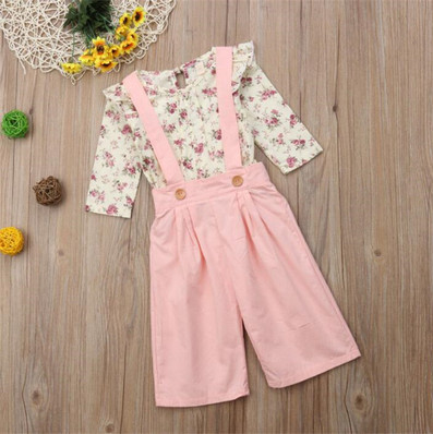 Conjunto de Dos Blusas Infantiles de Manga Larga con Estampado Floral
