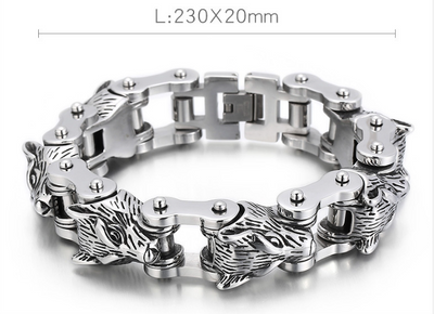 Pulsera de Acero Titanio para Hombre - Diseño Lobo Biker Rock Hip Hop - Image 11