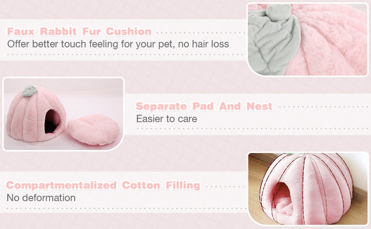 Casa Cueva para Gatos Rosa con Cojín Removible - Cama Refugio Suave - Image 9