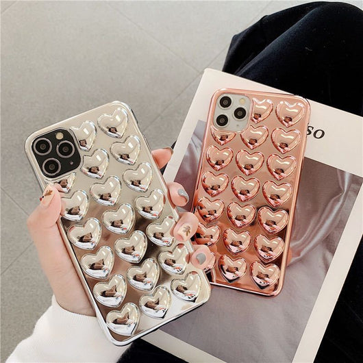 Funda para Teléfono con Diseño 3D de Corazón Electrochapada