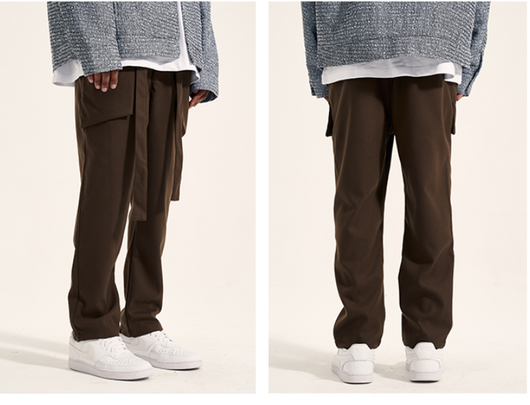 Pantalones Casuales Holgados para Hombre con Cinta Tejida y Corte Tridimensional - Image 17