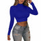 Playera Corta Crop con Cuello Alto Medio y Mangas Largas