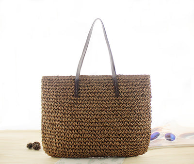 Bolsa de Playa Redonda Tejida a Mano - Bolso Cruzado de Ratán para Mujer - Image 87