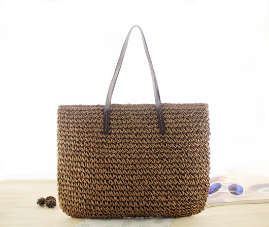 Bolsa de Playa Redonda Tejida a Mano - Bolso Cruzado de Ratán para Mujer - Image 87