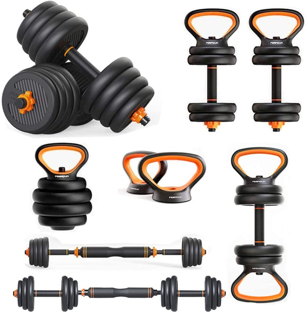 Set Completo 6 en 1: Mancuernas, Pesas Rusas y Barras Multifuncionales