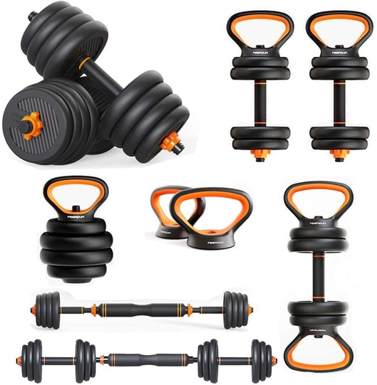 Set Completo 6 en 1: Mancuernas, Pesas Rusas y Barras Multifuncionales