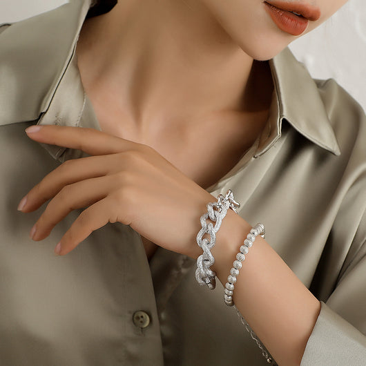 Pulsera Doble Capa Geométrica de Aleación de Aluminio para Mujer - Image 2
