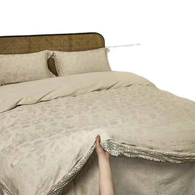 Juego de Sábanas Matrimonial Jacquard 100% Algodón-Lino Tejido Teñido 4 Piezas - Image 5