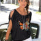 Playera Suelta con Estampado de Mariposa y Letras