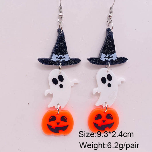 Aretes Colgantes Halloween Calabaza Sangrienta Fantasma Acrílico - Image 6