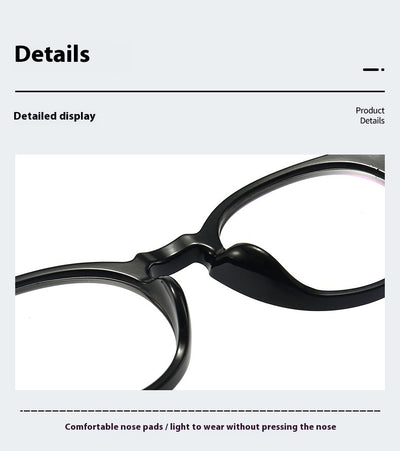 Dark purple round-frame anti-blue light reading glasses with silver-colored temples on a white background. - Image 14
