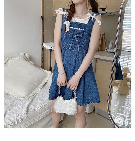 Vestido Denim con Detalles de Encaje para Mujer - Image 12
