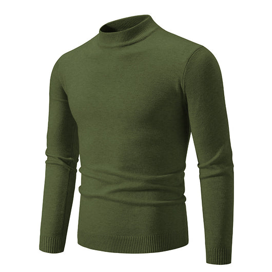 Suéter Cuello Redondo Hombre Invierno Ajustado Color Sólido - Image 11