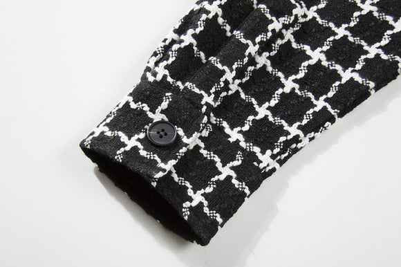 Jaqueta Camisa Xadrez Preto e Branco - Estilo Urbano Versátil