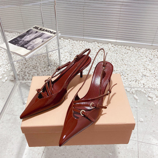 Sandalias de Tacón Kitten Estilo Francés con Punta Cerrada y Correa Trasera - Image 4