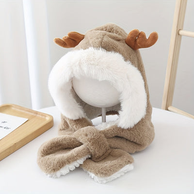 Gorro Infantil Cálido con Orejas de Conejo y Astas de Venado - Conjunto con Bufanda Polar para Niñas - Image 8