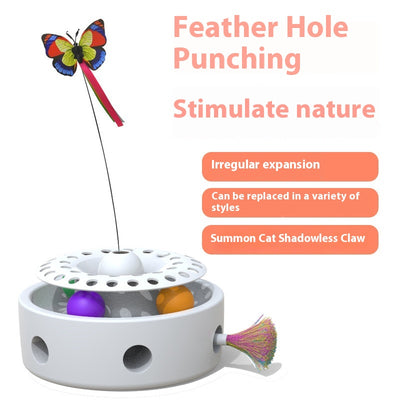 Juguete Interactivo 3 en 1 para Gatos con Plataforma Giratoria, Mariposas y Plumas - Image 12