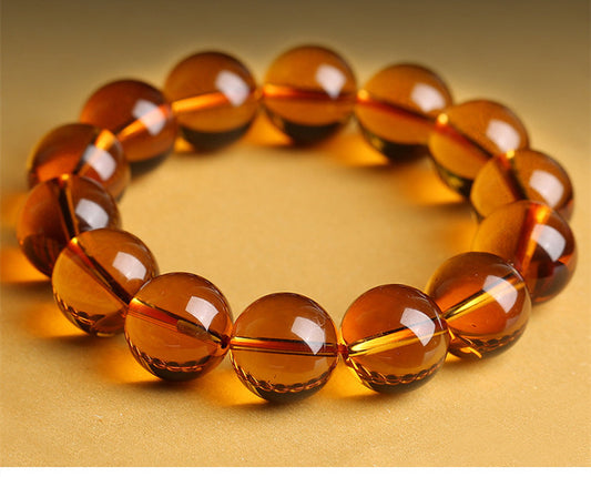 Pulsera Pixiu de Cristal Natural Kumquat Amarillo para Hombre y Mujer