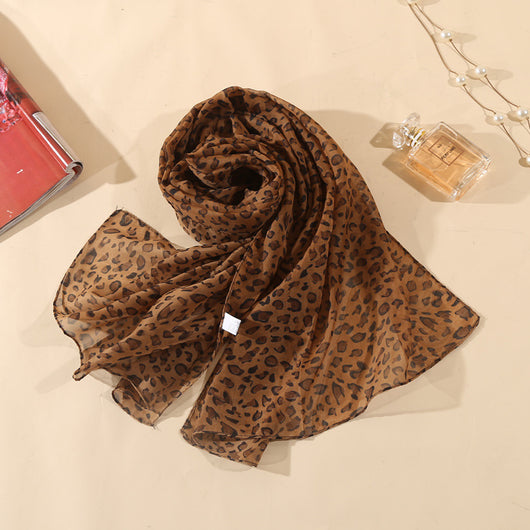 Pañuelo Estampado Leopardo en Chiffon para Mujer - Image 7