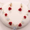 Conjunto de Novia Coreano: Collar, Aretes y Accesorios con Rosas Rojas