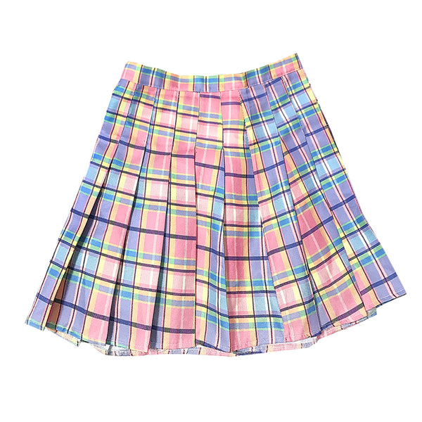 Falda Plisada Cuadros Degradado Rosa Estilo Colegiala Suelta - Image 5