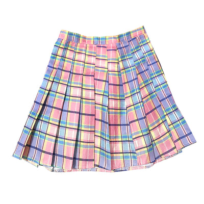 Falda Plisada Cuadros Degradado Rosa Estilo Colegiala Suelta - Image 5