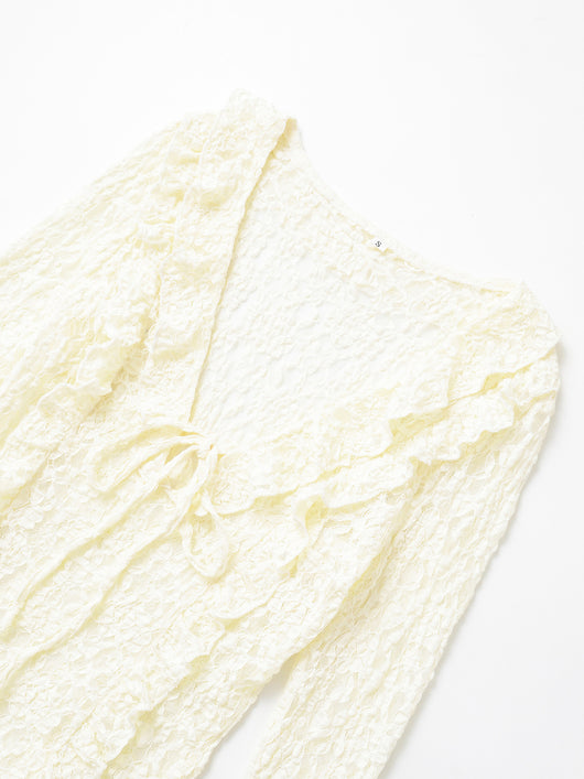 Blusa Ajustada de Encaje con Mangas Largas para Primavera y Verano - Image 18