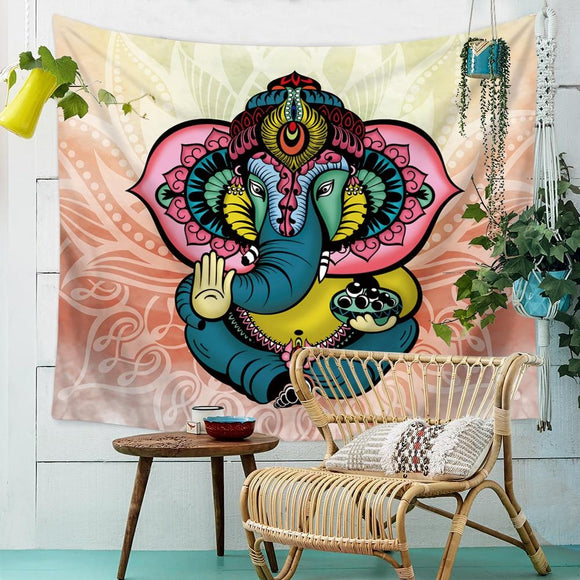Tapiz Elefante Hindú con Mosaico de Luz