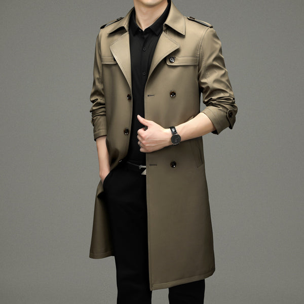 Gabardina Larga Cruzada para Hombre - Estilo Ejecutivo Casual