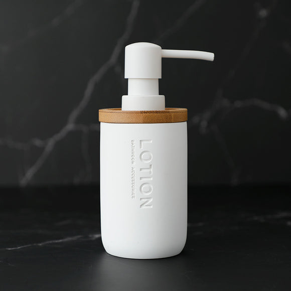 Set de 4 Piezas de Accesorios de Baño en Resina - Dispensador, Porta Cepillos y Vaso