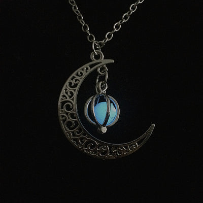 Collar Colgante Luna Calabaza Luminoso con Cuentas