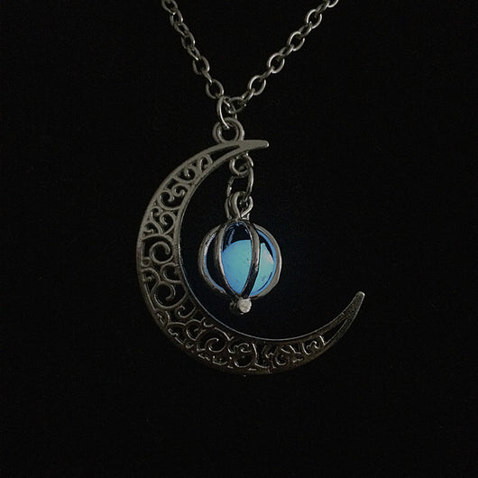 Collar Colgante Luna Calabaza Luminoso con Cuentas