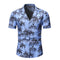 Camisa Suelta con Solapa Estampada para Hombre