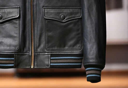 Chaqueta de Cuero para Hombre con Cuello Mao - Estilo Casual Deportivo - Image 17