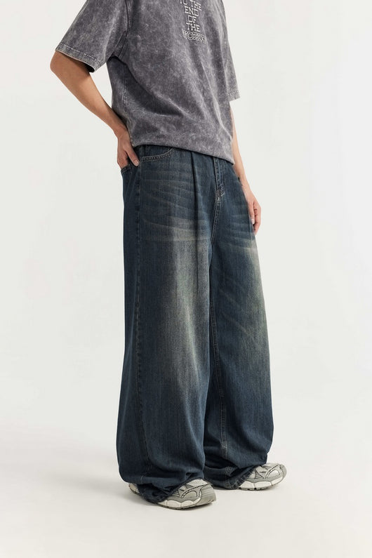 Pantalones Vaqueros Rectos Talla Alta para Hombre - Corte Ancho Lavado - Image 10