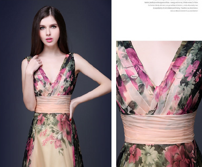 Vestido Largo Elegante con Flores en los Hombros - Diseño Europeo y Americano - Image 2