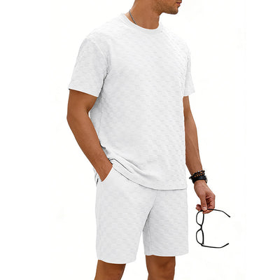 Conjunto de Playera y Shorts Casuales a Cuadros para Hombre - Image 18