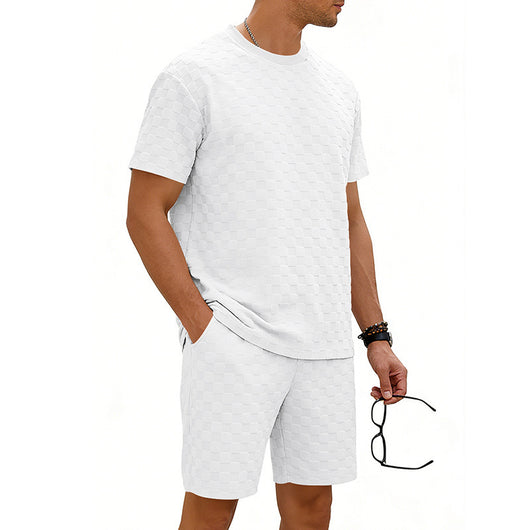 Conjunto de Playera y Shorts Casuales a Cuadros para Hombre - Image 18