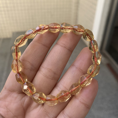 Pulsera de Cuarzo Citrino Facetado en Forma de Barril - Cristal Natural - Image 10