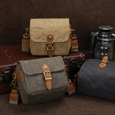Bolsa para Cámara SLR de Lona de Algodón con Forro Impermeable
