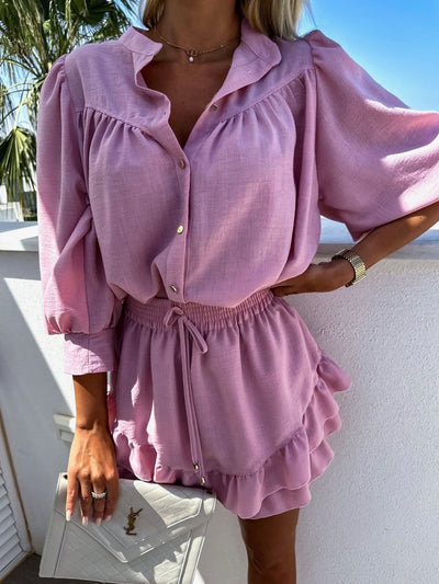 Conjunto Falda Blusa de Algodón y Lino - Estilo Casual Versátil - Image 4