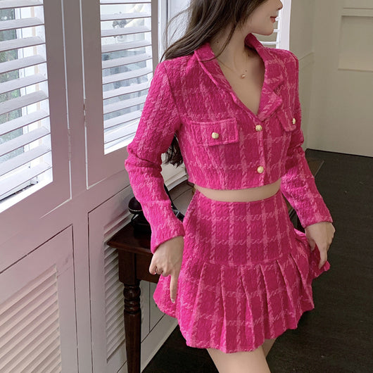 Conjunto Ejecutivo con Blazer Cuadros y Falda Plisada Cintura Alta - Image 3