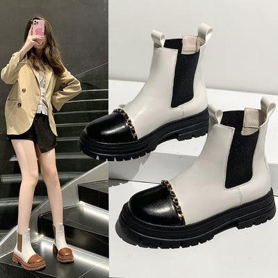 Botas de Mujer con Cadena de Hierro Estilo British Wind and Smoke - Image 6