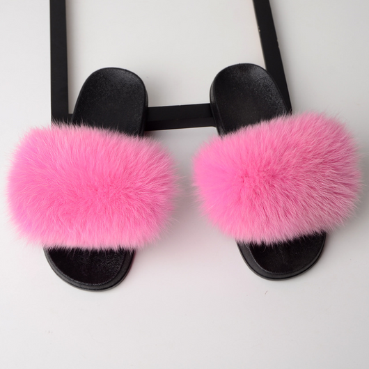Pantuflas de Piel de Zorro Genuina para Mujer - Sandalias Deslizantes de Verano - Image 17
