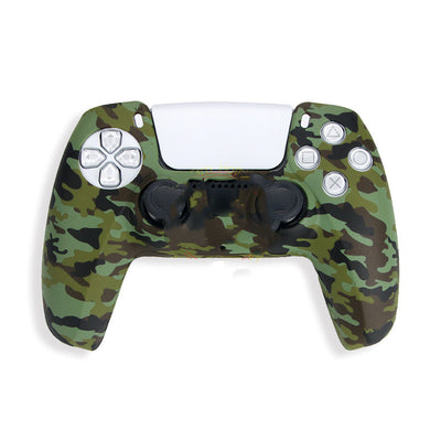 Red and black camouflage silicone case for a PS5 controller, featuring precise cutouts for buttons and joysticks. - Image 11