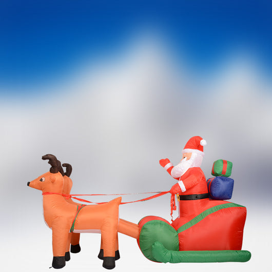 Decoración Inflable Navideña: Trineo de Papá Noel con Renos - Image 3