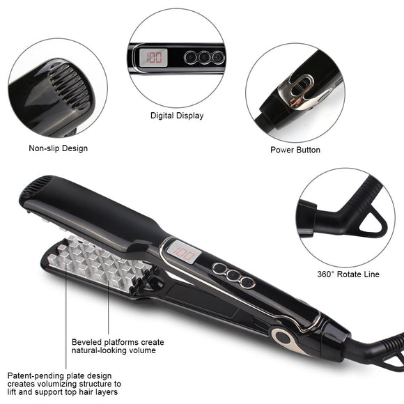 Plancha Alisadora Digital Profesional con Pantalla LCD y Función Voluminizadora