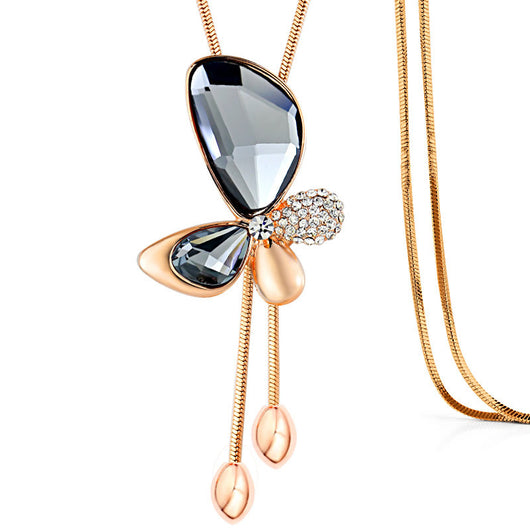 Cadena para suéter con mariposa de cristal - Accesorio de moda coreana con borlas largas - Image 6